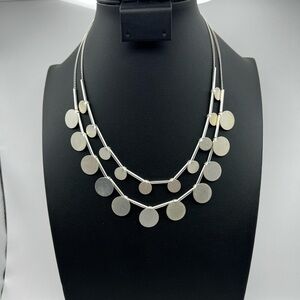 Silver Tone Multi Strand Metal Fashion Necklace